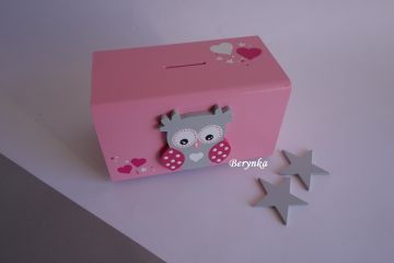 Dřevěná pokladnička se sovičkou