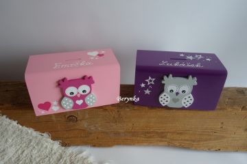 Dřevěná pokladnička se sovičkou