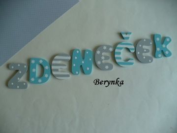 Dřevěné dekorace - tyrkysová s šedou