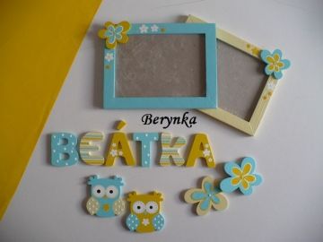 Dřevěné dekorace - tyrkysová s šedou