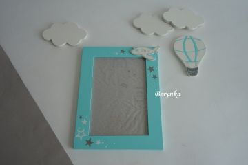 Dřevěné dekorace - tyrkysová s šedou