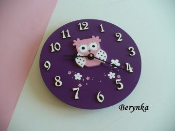 Dřevěné dekorace - tmavě fialová, bílá a růžová