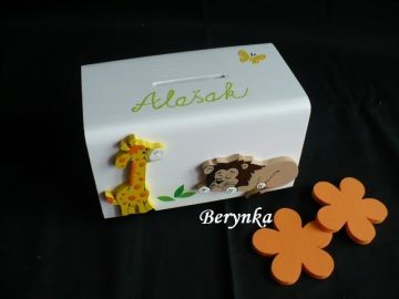 Dřevěná pokladnička se zvířátky ZOO