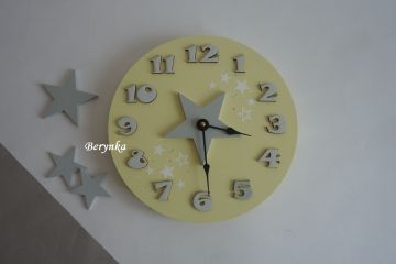 Dřevěné dekorace - žluté s šedou hvězdičkou