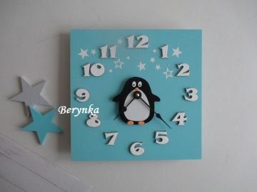 Hodiny s tučňákem - kulaté/čtvercové