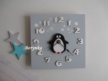 Hodiny s tučňákem - kulaté/čtvercové