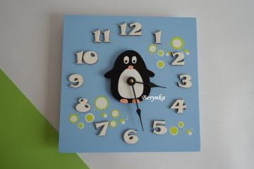 Hodiny s tučňákem - kulaté/čtvercové