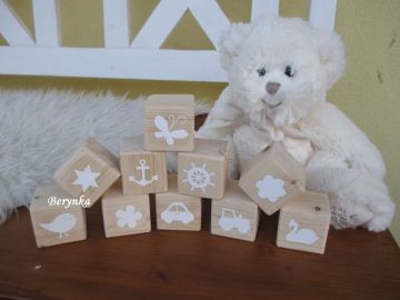 Dřevěné kostičky růžovo-tyrkysové