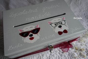 Svatební bedýnka s pejsky - podle oznámení