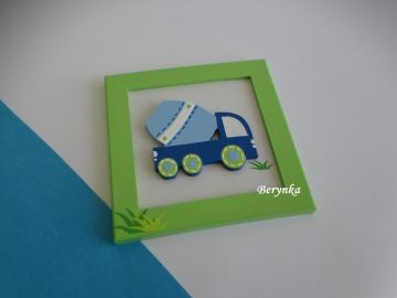 Dřevěné dekorace - v modré a zelené s autíčky