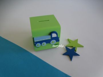 Dřevěné dekorace - v modré a zelené s autíčky