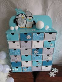 Adventní kalendář tyrkysový s tučňáky