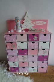 Adventní kalendář *růžový* - se sněhulákem - různá provedení