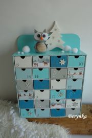 Adventní kalendář *tyrkysový* - se sovičkou - různá provedení