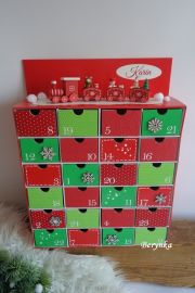 Adventní kalendář červeno-zelený s mašinkou - různá provedení