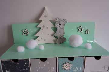 Adventní kalendář mátový s medvídkem - různá provedení