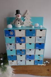 Adventní kalendář tyrkysový se sněhulákem - různá provedení