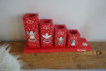 Adventní svícen stupňovitý s andělíčky - různé barvy