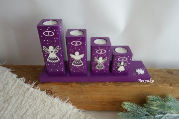 Adventní svícen stupňovitý s andělíčky - různé barvy