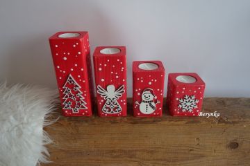 Adventní svícen stupňovitý s kombinovanými motivy - různé barvy