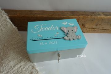 Pokladnička - bedýnka se sloníkem