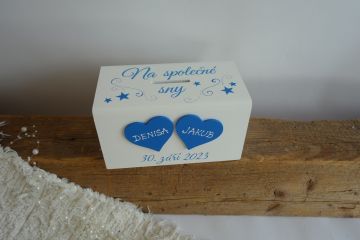 Svatební pokladnička se srdíčky a hvězdičkami