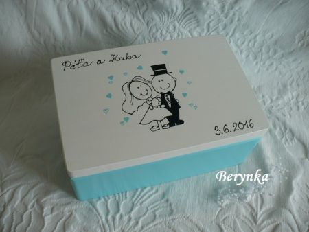 Svatební bedýnka s kreslenými postavičkami