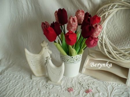 Látkové tulipány - červené odstíny