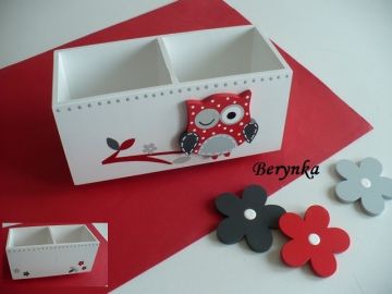 Dřevěné dekorace - červeno - šedá