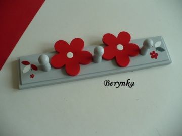 Dřevěné dekorace - červeno - šedá
