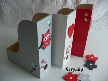 Dřevěné dekorace - červeno - šedá