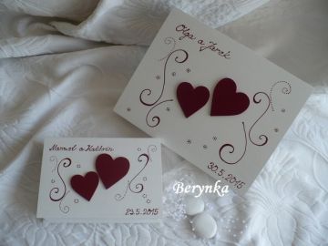 Svatební krabička se srdíčky a spirálkami