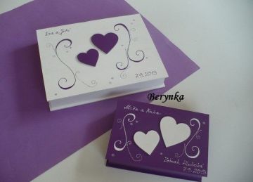 Svatební krabička se srdíčky a spirálkami