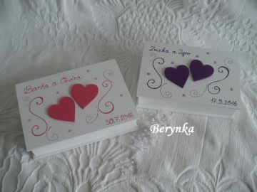 Svatební krabička se srdíčky a spirálkami