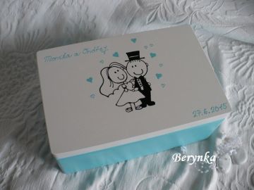 Svatební bedýnka s kreslenými postavičkami