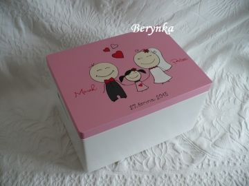 Svatební bedýnka s kreslenými postavičkami