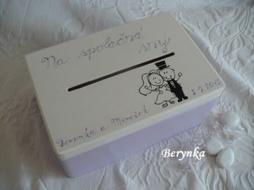 Svatební bedýnka s kreslenými postavičkami