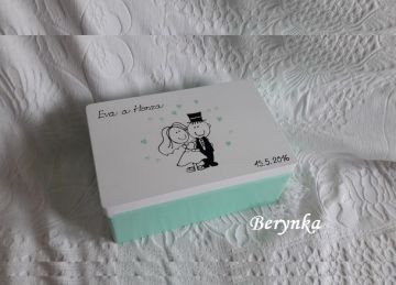 Svatební bedýnka s kreslenými postavičkami