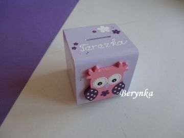 Dřevěné dekorace - fialové s kytičkami