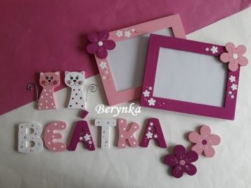 Dřevěné dekorace - v růžových odstínech