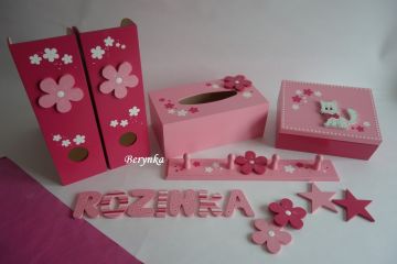 Dřevěné dekorace - v růžových odstínech