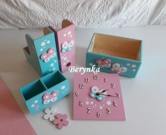 Dřevěné dekorace - tyrkys