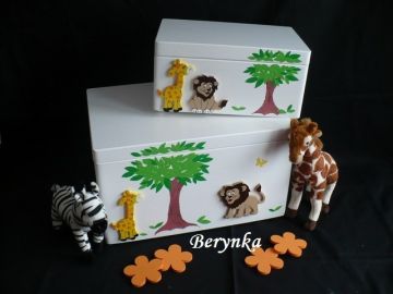 Dřevěné bedýnky se zvířátky ZOO