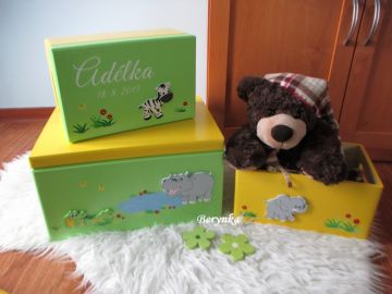 Dřevěné bedýnky se zvířátky ZOO