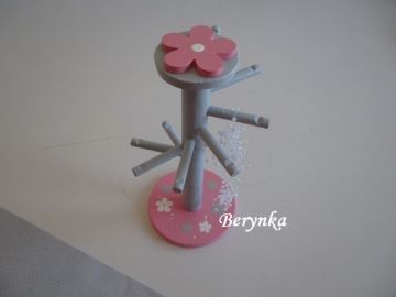 Dřevěné dekorace - růžovo-šedé se sovičkou