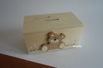 Dřevěná pokladnička - kasička pro děti