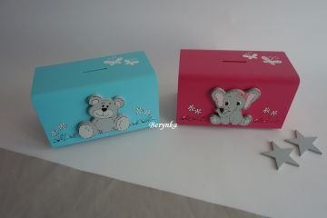 Dřevěná pokladnička - kasička pro děti