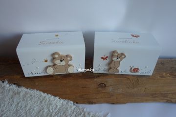 Dřevěná pokladnička s medvídkem