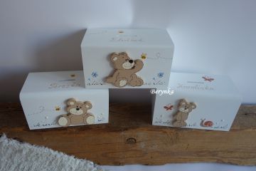 Dřevěná pokladnička s medvídkem