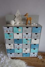 Adventní kalendář šedo-tyrkysový s kolouškem